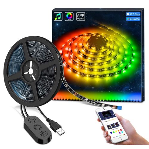  [아마존 핫딜]  [아마존핫딜]MINGER DreamColor LED Streifen Led band, 2M USB led Strip mit eingebautem IC, wasserdichte LED Lichterkette mit APP Sync mit Musik, 5050 flexibler LED Schlauch TV Hintergrundbeleuc