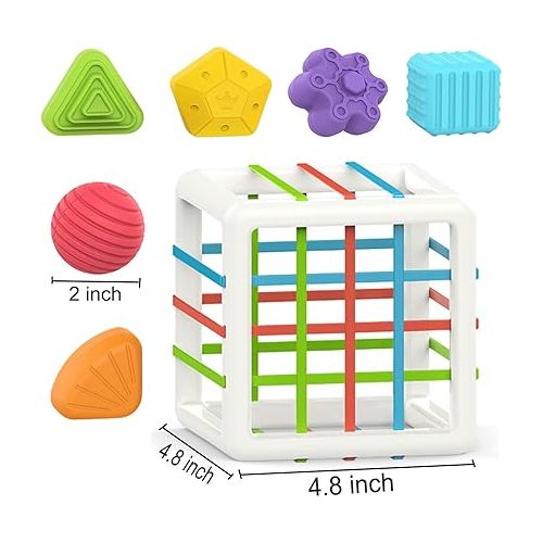  MINGKIDS Montessori Toys for 1 Year Old,Baby Sorter Toy 6 Pcs Multi Sensory Shape, Toddler Developmental Learning Toys Birthday Gifts,Baby Toys 6-12-18 Months