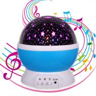 MINGKIDS Gift for 1-12 Years Old,Music Star Projector Night Light,Rechargeable,12 Songs,Christmas Gift for 1-15 Years Old(Blue Music)