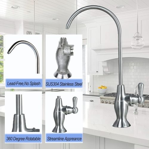  MINGOR Drinking Water Filter Faucet, Kitchen Stainless Steel Water Purifier Faucet for Reverse Osmosis Water Filtration System, Non-Air Gap, Lead-Free, Brushed Nickel