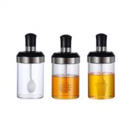 MINHTUANSTORE Glass Integrated Spice Bottles Jars Seasoning Spoon Oil Brush Honey Bar Lid Seal Sauce Kitchen Storage Boxes Organization Items