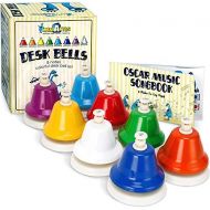 MINIARTIS Desk Bells Set for Kids | 8 Notes Diatonic Colorful Metal Hand Bells | Kids Musical Instruments | Music Songbook & Carry Case Included | Great Holiday Birthday Gift for C