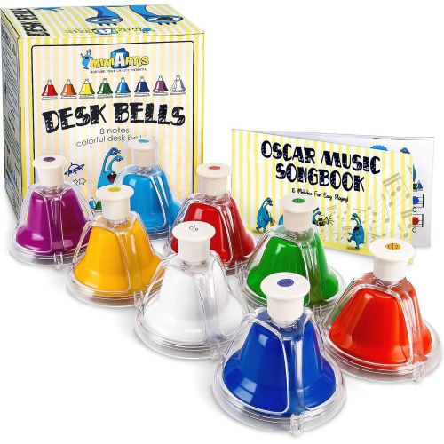  [아마존베스트]MINIARTIS Desk Bells Set for Kids | 8 Notes Diatonic Colorful Metal Hand Bells | Kids Musical Instruments | Music Songbook & Carry Case Included | Great Holiday Birthday Gift for C