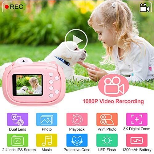  MINIBEAR Instant Camera for Kids Camera for Girls 40MP Kids Digital Camera, 2.4 Screen Toddler Camera Kids Selfie Video Camera Children Toy Camera for Kids 3 4 5 6 7 8-10 12, Print Paper an