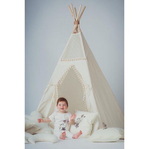  MINICAMP Children teepee with poles teepee tent for kids tent play tent teepee for kids childrens teepee off-white color playhouse!