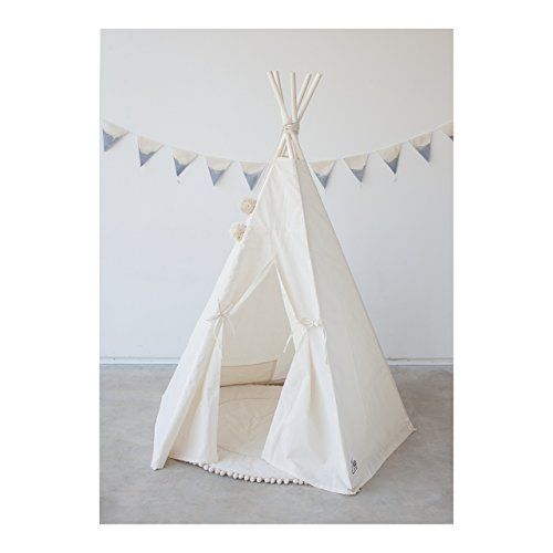  Mini Camp Teepee tent for kids 5 poles kids teepee tipi tepee play tent playhouse top item by Minicamp, 100% handmade from natural wood and cotton
