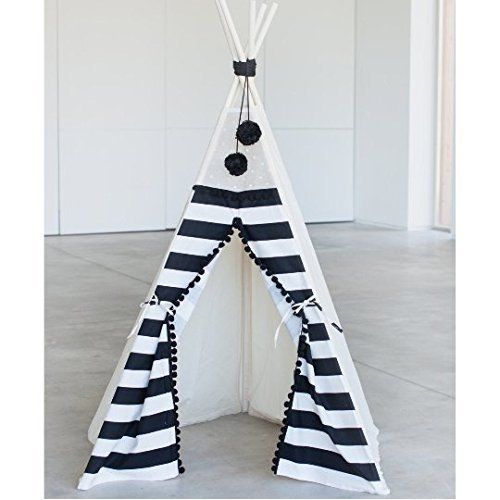  MINICAMP Monochrome kids play tent, Children play tent, Kids teepee, black and white tipi with 5 poles
