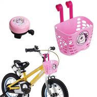 MINI-FACTORY Kids Bike Basket and Bell 2pcs Play Set for Kid Girls, Cute Cartoon Unicorn Pattern Bicycle Handlebar Basket Plus Safe Cycling Ring Horn