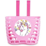 MINI-FACTORY Kids Bike Basket, Pink Cute Princess Crown/Butterflies/Lovely Unicorn/Mermaid Bicycle Front Handlebar Basket for Kid Girls