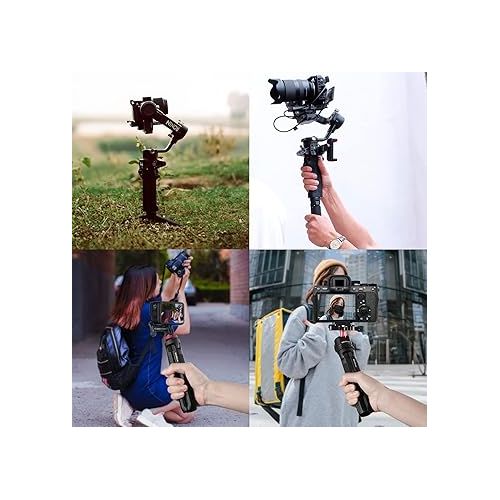  Aluminum Mini Tripod, Tabletop Handheld Tripod with 1/4'' and 3/8'' Screw, Portable Mini Travel Tripod Stand, Phone Tripod for Gimbal Stabilizer DSLR Camera and Monopod Black