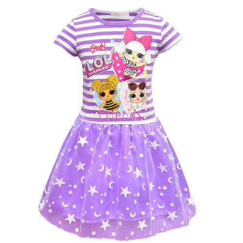  MININ Minin Girls Surprise Mesh Double Pleated Skirt Princess Dress Cosplay Costumes Birthday Party Dress