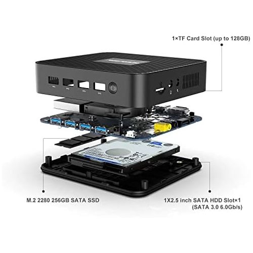  [아마존베스트]MINIS FORUM Mini PC 8GB LPDDR4 256GB SSD Intel Celeron Processor J4125 Quad-Core (up to 2.7GHz) Windows 10 Pro 4 x USB 3.0 Ports 2 x Gigabit Ethernet Digital Mic 4K HDMI 2.0 Mini DP Dual Band