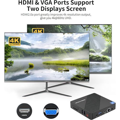  [아마존베스트]MINISFORUM Z83-F Mini PC Fanless Silent Desktop 4GB RAM, 64GB eMMC Windows 10 Pro Micro PC, HD Intel Quad Core CPU up to 1.92GHz, 1000M LAN, HDMI&VGA, Support Auto Power On, Mini Computer