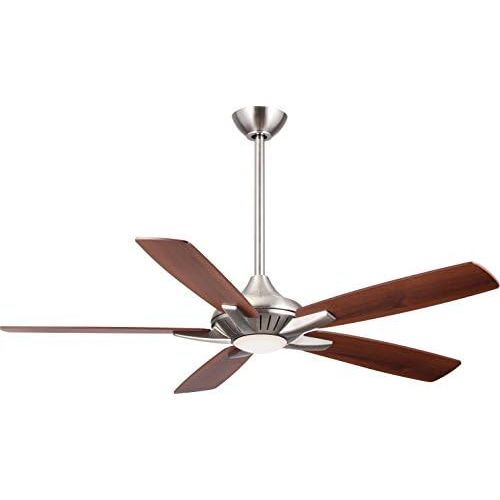  [아마존베스트]Minka-Aire F1000-BN Dyno 52 Inch Indoor Ceiling Fan with Integrated LED 16W Dimmable Light in Brushed Nickel Finish and Medium Maple/Dark Walnut Reversible Blades