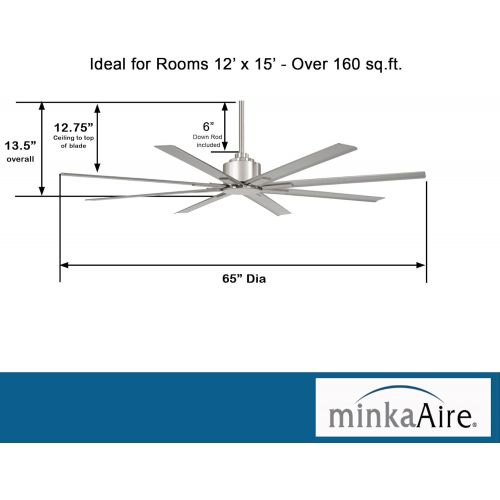  [아마존베스트]Minka-Aire F896-65-BNW Xtreme H2O 65 Inch Outdoor Ceiling Fan with DC Motor in Brushed Nickel Wet Finish