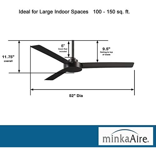  Minka-Aire F524-CL Roto 52 Inch Ceiling Fan 3 Blades in Coal Finish