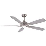 Minka-Aire F1000-BN/SL Dyno 52 Inch Indoor Ceiling Fan with Integrated LED 16W Dimmable Light in Brushed Nickel Finish and Silver/Aged Wood Reversible Blades