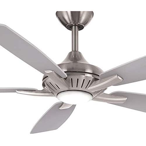  Minka-Aire F1000-BN/SL Dyno 52 Inch Indoor Ceiling Fan with Integrated LED 16W Dimmable Light in Brushed Nickel Finish and Silver/Aged Wood Reversible Blades