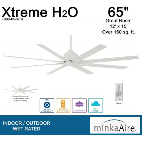  Minka-Aire F896-65-WHF Xtreme H2O 65 Inch Outdoor Ceiling Fan with DC Motor in Flat White Finish
