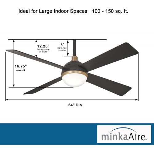  Minka-Aire F623L-BC/SBR Orb 54 Inch Ceiling Fan with Integrated 16W LED Light in Brushed Carbon / Soft Brass Finish