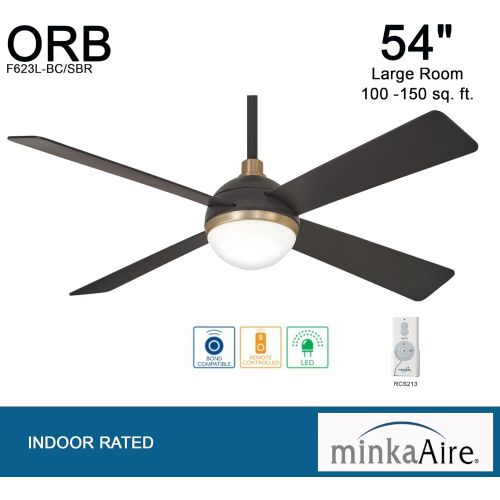  Minka-Aire F623L-BC/SBR Orb 54 Inch Ceiling Fan with Integrated 16W LED Light in Brushed Carbon / Soft Brass Finish