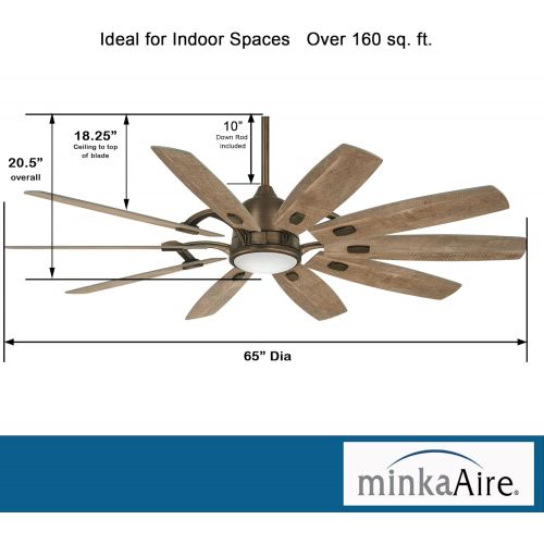  Minka-Aire F864L-HBZ Barn 65 Ceiling Fan with LED Light and DC Motor in Heirloom Bronze Finish