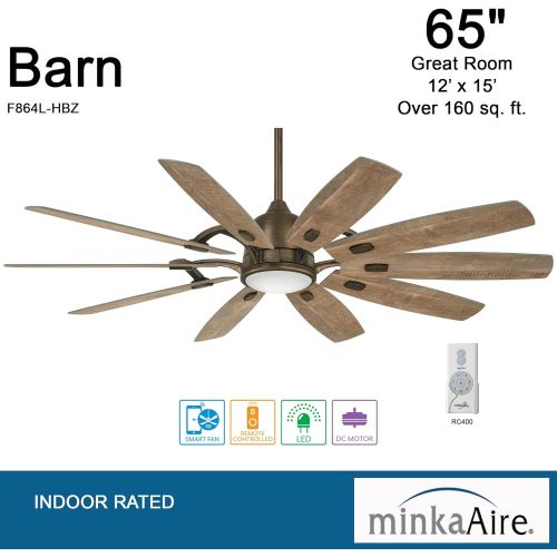  Minka-Aire F864L-HBZ Barn 65 Ceiling Fan with LED Light and DC Motor in Heirloom Bronze Finish