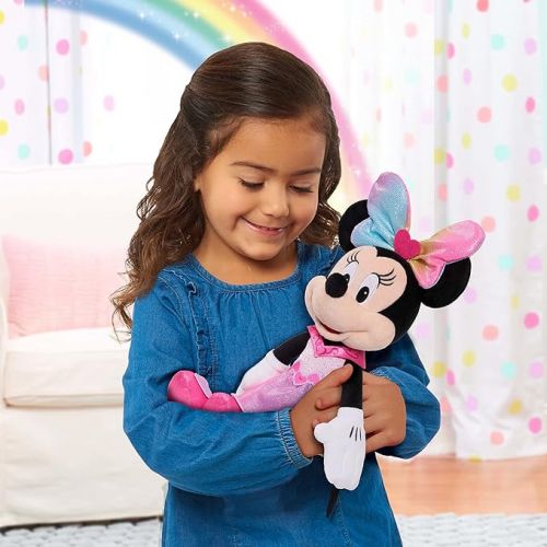  Disney Junior Minnie Mouse Sparkle and Sing 13-inch Feature Plush with Lights and Sounds, Officially Licensed Kids Toys for Ages 3 Up by Just Play