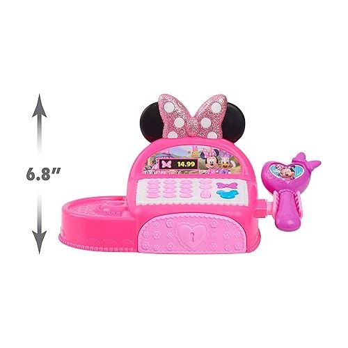  Disney Junior Minnie Mouse Bowtique Cash Register with Sounds and Pretend Play Money, Kids Toys for Ages 3 Up, Amazon Exclusive by Just Play