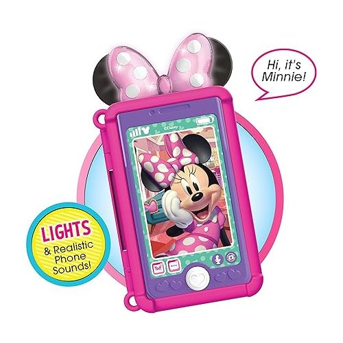  Disney Junior Minnie Mouse Chat with Me Pretend Play Cell Phone Set, Lights and Sounds, Officially Licensed Kids Toys for Ages 3 Up by Just Play