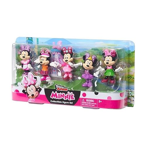  Disney Junior Minnie Mouse 3-inch Collectible Figure Set, 5 Piece Set, Officially Licensed Kids Toys for Ages 3 Up by Just Play