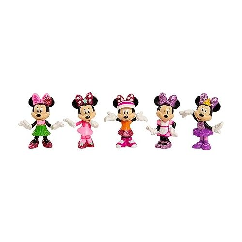  Disney Junior Minnie Mouse 3-inch Collectible Figure Set, 5 Piece Set, Officially Licensed Kids Toys for Ages 3 Up by Just Play
