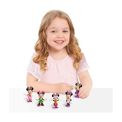  Disney Junior Minnie Mouse 3-inch Collectible Figure Set, 5 Piece Set, Officially Licensed Kids Toys for Ages 3 Up by Just Play