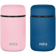 MIRA 2 Pack Insulated Food Jar Thermos for Hot Food & Soup, Compact Stainless Steel Vacuum Lunch Container, 13.5 oz, Denim, Pink