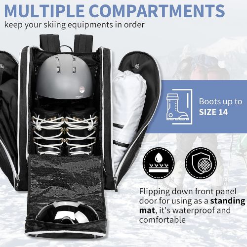  MIRACOL Ski Boot Bag, Waterproof Snowboard Boot Backpack, 65L Extra Large Capacity Travel Luggage for Snow Boots, Jacket, Helmet, Goggles, Gloves & Accessories