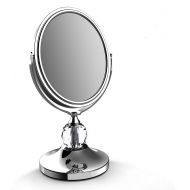 MIRRORMORE Lighted Makeup Mirror, 7.5 Inch Vanity LED Mirror with Dimmable Natural Light, Double-Sided Mirror 1x/10x Magnifying Mirror With Stand, AC Adapter or Battery Operated, Cord or Cord