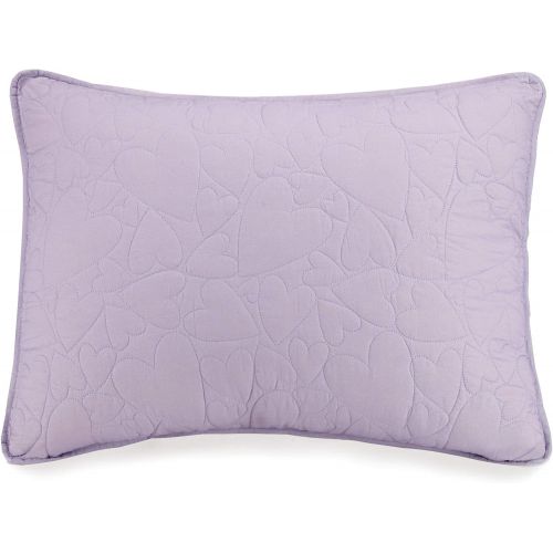  [아마존베스트]MISC 5 Piece Purple Heart Quilt Full/Queen Set Heart Bedding Girls Emboss All Over Love Smile Motif Themed Solid Color Pattern Pink White, Cotton