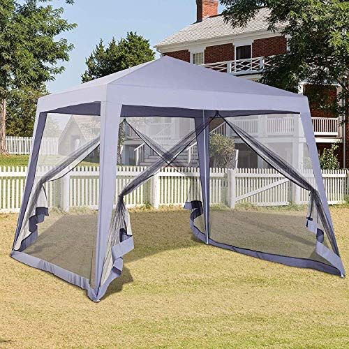  MISC Grey 10x10 Folding Screened Sun Shelter Canopy by Modern Contemporary Square Steel Portable