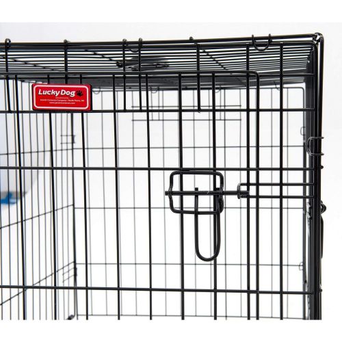  MISC 30 Inch Dog Crate 2 Doors Kennel Collapsible Dog Cage Medium Dogs Double Doors Metal Divider Folding Portable Strong Black