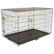 MISC 30 Inch Dog Crate 2 Doors Kennel Collapsible Dog Cage Medium Dogs Double Doors Metal Divider Folding Portable Strong Black