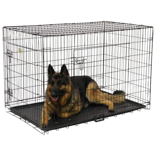  MISC 30 Inch Dog Crate 2 Doors Kennel Collapsible Dog Cage Medium Dogs Double Doors Metal Divider Folding Portable Strong Black