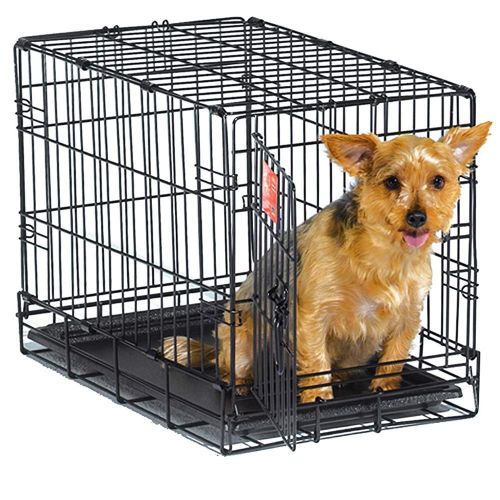  MISC 48 Inch Dog Crate, Collapsible Dog Cage Folding Kennel for Large Dogs, Black Metal Single Door Kennel Divider Panel Durable Sturdy Portable Space Saver Sliding Bolt Latch