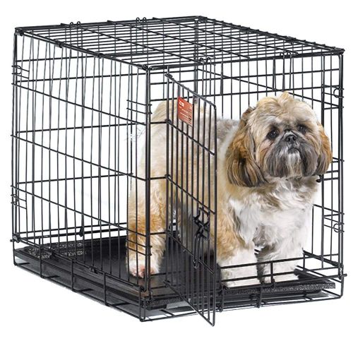  MISC 48 Inch Dog Crate, Collapsible Dog Cage Folding Kennel for Large Dogs, Black Metal Single Door Kennel Divider Panel Durable Sturdy Portable Space Saver Sliding Bolt Latch