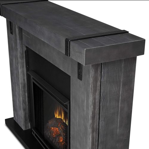  MISC Electric Fireplace Gray Barnwood Grey Cabin Lodge MDF Solid Wood Adjustable Shelves Thermostat