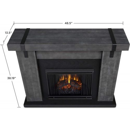 MISC Electric Fireplace Gray Barnwood Grey Cabin Lodge MDF Solid Wood Adjustable Shelves Thermostat