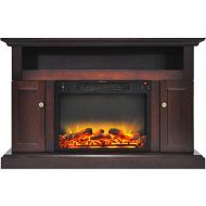 MISC Electric Fireplace with an Enhanced Log Display and 47 in. Entertainment Stand in Mahogany Brown Modern Contemporary Glass Finish Programmable