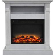 MISC 34 in. Electric Fireplace W/Enhanced Log Display and White Traditional MDF Programmable