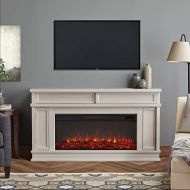 MISC Electric Fireplace in Bone White Off/White Classic Traditional Metal Veneer Programmable Remote Control