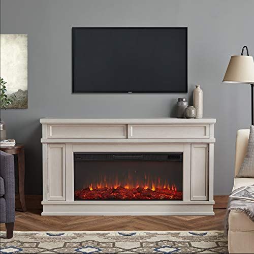  MISC Electric Fireplace in Bone White Off/White Classic Traditional Metal Veneer Programmable Remote Control