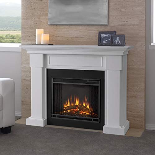  MISC White Electric Fireplace - 48.4l X 13.9w 38.6h Traditional Transitional Glass Programmable Remote Control